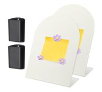 PATIKIL 2 Pcs Magnetic Bulletin Board, Memo Magnet Display Stand Board with 6 Flower Magnets & Pen Holder for Home Office Kitchen Restaurant Cafe Supplies, White/Purple/Black