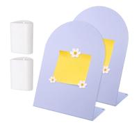 PATIKIL 2 Pcs Magnetic Bulletin Board, Memo Magnet Display Stand Board with 6 Flower Magnets & Pen Holder for Home Office Kitchen Restaurant Cafe Supplies, Purple/White