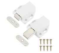 PATIKIL 2 Pcs Magnetic Push Latch, 2.28" x 1.42" Small Single Push to Open Door Touch Latches Cabinet Push Release Press Out Catches for Hidden Kitchen Wardrobe Closure Drawer, White