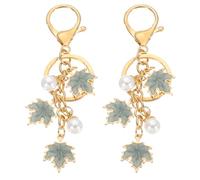 PATIKIL 2 Pcs Maple Leaf Keychain, Metal Cute Keychains Charm with Lobster Clasp Keyring Key Chain for Women Girls Bag Purse Charms Party Favors Gift, Gray