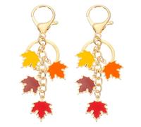 PATIKIL 2 Pcs Maple Leaf Keychain, Metal Cute Keychains Charm with Lobster Clasp Keyring Key Chain for Women Girls Bag Purse Charms Party Favors Gift, Crimson