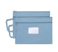 PATIKIL 2 Pcs Mesh Zipper Pouch with Handle, A4 Oxford Fabric Zipper File Pouch Double-Layer Document Bag Storage for Office Travel Puzzles Books Shopping, Blue (33.5cm x 24.5cm)