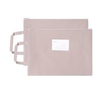 PATIKIL 2 Pcs Mesh Zipper Pouch with Handle, A4 Oxford Fabric Zipper File Pouch Single-Layer Document Bag Storage for Office Travel Puzzles Books Shopping, Pink (33.5cm x 24.5cm)