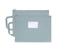 PATIKIL 2 Pcs Mesh Zipper Pouch with Handle, A4 Oxford Fabric Zipper File Pouch Single-Layer Document Bag Storage for Office Travel Puzzles Books Shopping, Grey (33.5cm x 24.5cm)