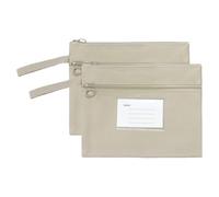 PATIKIL 2 Pcs Mesh Zipper Pouch with Handle, A5 Oxford Fabric Zipper File Pouch Double-Layer Document Bag Storage for Office Travel Puzzles Books Shopping, Khaki (24cm x 18.5cm)