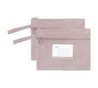 PATIKIL 2 Pcs Mesh Zipper Pouch with Handle, A5 Oxford Fabric Zipper File Pouch Double-Layer Document Bag Storage for Office Travel Puzzles Books Shopping, Pink (24cm x 18.5cm)