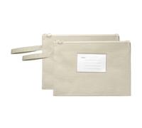 PATIKIL 2 Pcs Mesh Zipper Pouch with Handle, A5 Oxford Fabric Zipper File Pouch Single-Layer Document Bag Storage for Office Travel Puzzles Books Shopping, Khaki (24cm x 18.5cm)