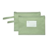 PATIKIL 2 Pcs Mesh Zipper Pouch with Handle, A5 Oxford Fabric Zipper File Pouch Single-Layer Document Bag Storage for Office Travel Puzzles Books Shopping, Green (24cm x 18.5cm)