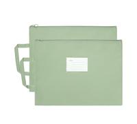 PATIKIL 2 Pcs Mesh Zipper Pouch with Handle, B4 Oxford Fabric Zipper File Pouch Single-Layer Document Bag Storage for Office Travel Puzzles Books Shopping, Green (37.5cm x 28cm)