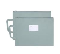 PATIKIL 2 Pcs Mesh Zipper Pouch with Handle, B4 Oxford Fabric Zipper File Pouch Single-Layer Document Bag Storage for Office Travel Puzzles Books Shopping, Grey (37.5cm x 28cm)