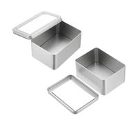 PATIKIL 2 Pcs Metal Tin Box, 5.1 x 3.7 x 2.4 Inch Rectangular Storage Tin Box with Lid Portable Tinplate Container with Window for Home Organizer Crafts Gifts Keys Cookies Cards Storage