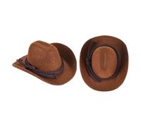 PATIKIL 2 Pcs Mini Cowboy Hats, Brown Miniature Western Cowboy Hat Tiny Dollhouse Accessories for Crafts Dolls Wedding Party Dress Decoration Hair Accessories Snowman,3.3 x 2.8 x 1.6 Inch