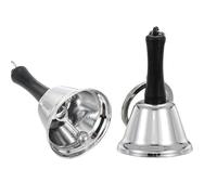 PATIKIL 2 PCS Mini Hand Bell, Call Bell Small Pet Collar Bells Keychain Cute Bulk Loud Jingle with Keychain for Dog Collar Pendant Wedding Christmas Decoration Gifts Prayer, Silver