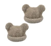 PATIKIL 2 Pcs Mini Knit Hats for Dolls, Brown Yarn Doll Caps Bear Ear for Craft Plush Winter Decor Snowman Hair Accessories DIY Christmas Ornaments