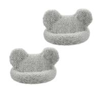 PATIKIL 2 Pcs Mini Knit Hats for Dolls, Gray Yarn Doll Caps Bear Ear for Craft Plush Toys Winter Decor Snowman Hair Accessories DIY Christmas Ornaments