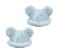 PATIKIL 2 Pcs Mini Knit Hats for Dolls, Light Blue Yarn Doll Caps Bear Ear for Craft Plush Toys Winter Decor Snowman Hair Accessories DIY Christmas Ornaments