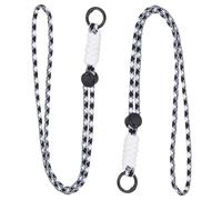 PATIKIL 2 Pcs Paracord Lanyard Necklace, Paracord Lanyard with Split Ring & Clip, Color Matching String for Outdoor Activities, Bag Pendant, Keys, Black White & Black & White