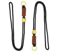 PATIKIL 2 Pcs Paracord Lanyard Necklace, Paracord Lanyard with Split Ring & Clip, Color Matching String for Outdoor Activities, Bag Pendant, Keys, Black & Yellow & Brown