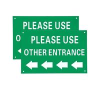 PATIKIL 2 Pcs Please Use Other Entrance Sign, 12x8 Inch Left Arrow, Aluminum Composite Directional Sign for Office Warehouse Business Outdoor Use, Dark Green on Light Beige(Horizontal)