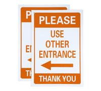 PATIKIL 2 Pcs Please Use Other Entrance Thank You Sign, 12x8" Left Arrow, Aluminum Composite Directional Sign for Office Warehouse Business Outdoor, Orange Yellow on Dark White(Vertical)