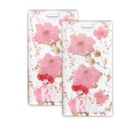 PATIKIL 2 Pcs RN Buddy Badge Card Holder, Resin Flower RN Name Badge ID Card Holder Horizontal Name Identification Tag Accessories for Women Coworkers Work Gifts, (Pink)