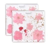 PATIKIL 2 Pcs RN Buddy Badge Card Holder, Resin Flower RN Name Badge ID Card Holder Horizontal Name Identification Tag Accessories for Women Coworkers Work Gifts, Pink