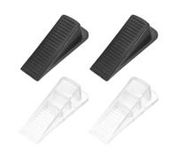 PATIKIL 2 Pcs Rubber Door Stop, Door Stoppers Wedge Anti-Slip Doorstop for Bottom on Floor Non-Marking Floor Protectors for Carpet Tile Concrete Wooden Floor Home Office, Black/Transparent