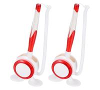 PATIKIL 2 Pcs Secure Counter Pen with Adhesive Base and Chain, Reception Desk Pens Desktop Signing Pens, Blue Ink for Business Office Bank Hotel Cafes Desktop Cheque, Red