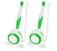 PATIKIL 2 Pcs Secure Counter Pen with Adhesive Base and Chain, Reception Desk Pens Desktop Signing Pens, Blue Ink for Business Office Bank Hotel Cafes Desktop Cheque, Green