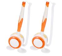 PATIKIL 2 Pcs Secure Counter Pen with Adhesive Base and Chain, Reception Desk Pens Desktop Signing Pens, Blue Ink for Business Office Bank Hotel Cafes Desktop Cheque, Orange