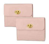 PATIKIL 2 Pcs Small Leather Wallets for Women with Metal Buckle, Stylish Card Holder Wallet Card Case Coin Purse for Cash Business Men and Women, Pink