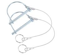 PATIKIL 2 Pcs Trailer Coupler Pins, 1/4"x 1-9/16" (6.3mm x 70mm) D Shape Shaft Locking Pin with Ear Extended Cord Quick Release Ring Round Arch Wire Retainer for Farm Trailers Hitches