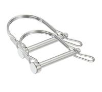 PATIKIL 2 Pcs Trailer Coupler Pins, 1/4" x 2.2" (6.3mm x 55mm) Safety Wire Lock Hitch Pin Arch Shaft Spring Locking Clip Half Round with Loop for Farm Trailers Lawn Garden Wagons