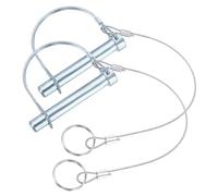 PATIKIL 2 Pcs Trailer Coupler Pins, 15/32" x 1-9/16" (12mm x 80mm) D Shape Shaft Locking Pin with Ear Extended Cord Quick Release Ring Round Arch Wire Retainer for Farm Trailers Hitches