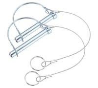 PATIKIL 2 Pcs Trailer Coupler Pins, 15/32" x 1-9/16" (12mm x 90mm) D Shape Shaft Locking Pin with Ear Extended Cord Quick Release Ring Round Arch Wire Retainer for Farm Trailers Hitches