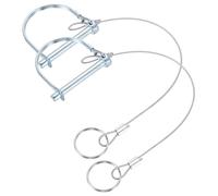 PATIKIL 2 Pcs Trailer Coupler Pins, (6.3mm x 55mm) D Shape Shaft Locking Pin with Ear Extended Cord Quick Release Ring Round Arch Wire Retainer for Farm Trailers Hitches