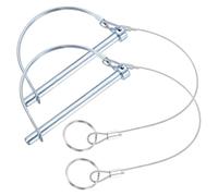 PATIKIL 2 Pcs Trailer Coupler Pins, (8mm x 100mm) D Shape Shaft Locking Pin with Ear Extended Cord Quick Release Ring Round Arch Wire Retainer for Farm Trailers Hitches