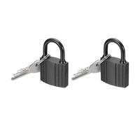 PATIKIL 2 Pcs Weatherproof Padlocks, 1.5 Inch Wide Alloy Steel Outdoor Rustproof Short Beam Locks Vinyl Wrapped Waterproof Pin Tumbler Padlock with Brass Cylinder for Garages, Black
