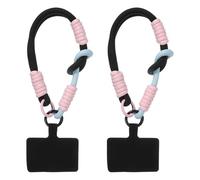 PATIKIL 2 Pcs Wrist Strap, Universal Wrist Lanyard Strap Wristlet Charm Anti Theft Cell Phone Lanyard with Tether Tab, Black Pink Blue