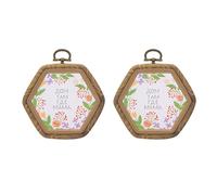 PATIKIL 2 Pieces 3.3" x 3" Hexagonal Embroidery Hoops Frame Round Imitated Wood Circle Cross Stitch Hoop Ring for Embroidery Art Craft Handy Sewing Decoration, Brown