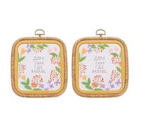 PATIKIL 2 Pieces 3.5" x 3.9" Square Embroidery Hoops Frame Round Imitated Wood Circle Cross Stitch Hoop Ring for Embroidery Art Craft Handy Sewing Decoration, Brown