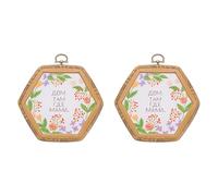 PATIKIL 2 Pieces 4.9" x 4.3" Hexagonal Embroidery Hoops Frame Round Imitated Wood Circle Cross Stitch Hoop Ring for Embroidery Art Craft Handy Sewing Decoration, Brown
