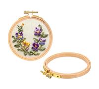 PATIKIL 2 Pieces 4 Inch Embroidery Hoops Round Adjustable Beach Wood Circle Cross Stitch Hoop Ring Bulk for Embroidery Art Craft Handy Sewing Decoration