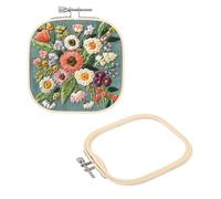 PATIKIL 2 Pieces 5.1" x 5.1" Square Embroidery Hoops, Adjustable Bamboo Cross Stitch Hoops Ring Embroidery Frame Punch Needle Hoop for Sewing, Needlework, DIY Sewing Craft Decoration