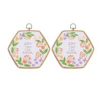 PATIKIL 2 Pieces 6.8" x 6" Hexagonal Embroidery Hoops Frame Round Imitated Wood Circle Cross Stitch Hoop Ring for Embroidery Art Craft Handy Sewing Decoration, Brown