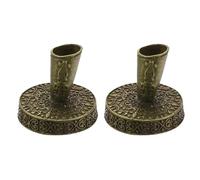 PATIKIL 2 Pieces Vintage Round Metal Pen Holder, Insertion Pen Stand Desktop Pen Base for Office Supplies Wedding Bridal Engagement Guests Book, Yellow Bronze