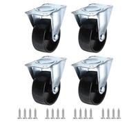PATIKIL 2" Rigid Caster Wheels, 4 Pack Silent Fixed Non-Swivel Plate Casters with M5 Screws Load Capacity 198Lbs for Furniture Workbench Cart Trolley, Black