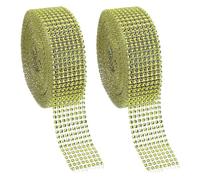 PATIKIL 2 Roll 1.5" x20 Yards Crystal Rhinestones Mesh Ribbon, 4mm 8 Row Diamond Ribbon Bling Wrap Rhinestone Strips for Crafts Wedding Party DIY Decoration Jewelry Making, Green