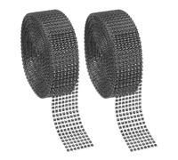 PATIKIL 2 Roll 1.5" x20 Yards Crystal Rhinestones Mesh Ribbon, 4mm 8 Row Diamond Ribbon Bling Wrap Rhinestone Strips for Crafts Wedding Party DIY Decoration Jewelry Making, Black