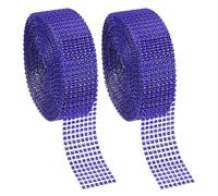 PATIKIL 2 Roll 1.5" x20 Yards Crystal Rhinestones Mesh Ribbon, 4mm 8 Row Diamond Ribbon Bling Wrap Rhinestone Strips for Crafts Wedding Party DIY Decoration Jewelry Making, Blue